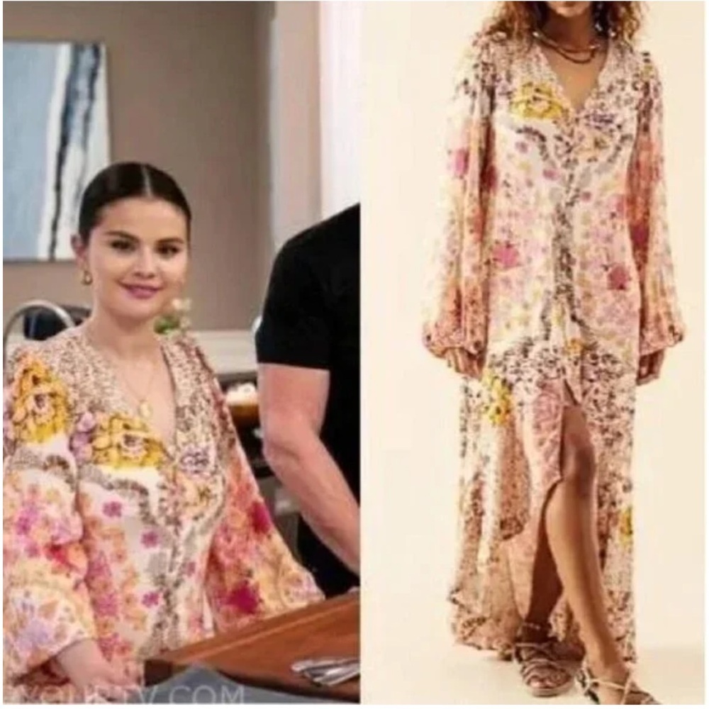 Free People Floral Long Sleeve Dress - Pink and Yellow